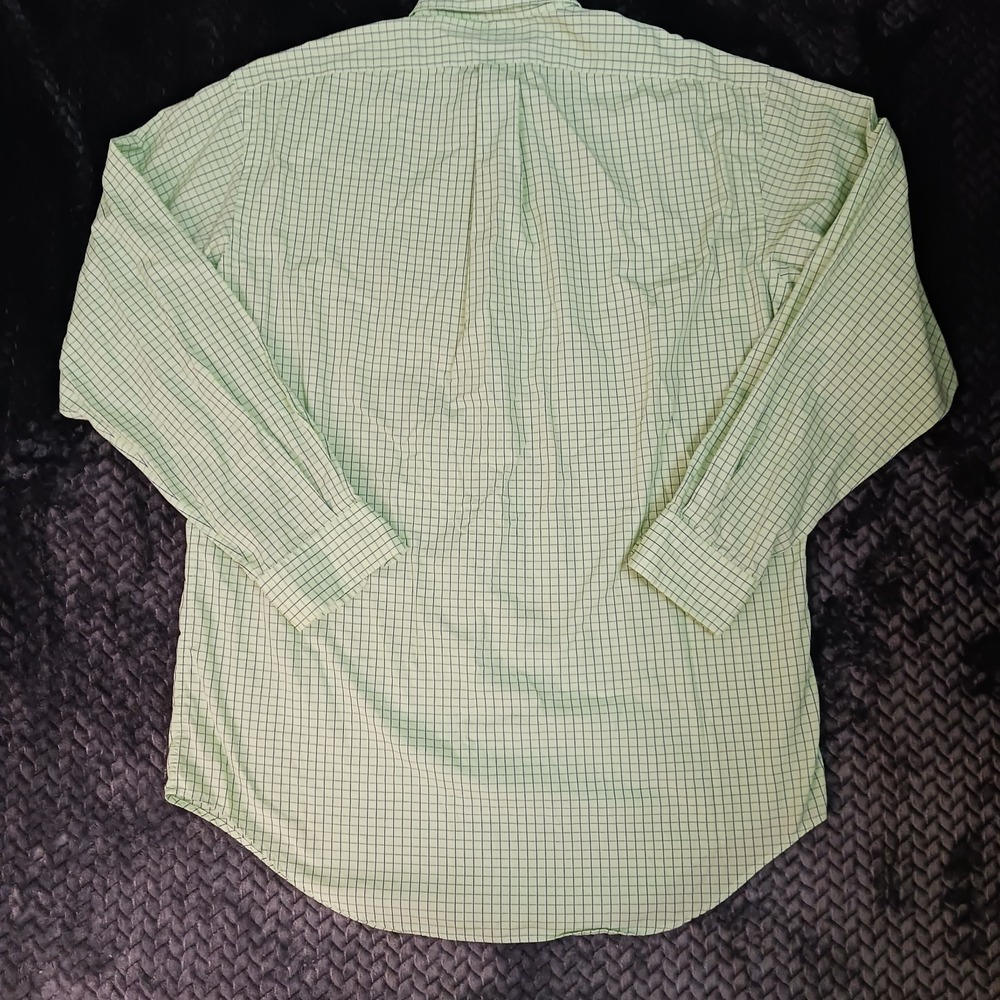 Ralph Lauren Yarmouth 100% Cotton Button Up Long Sleeve Plaid Design Green Sz 15 - Picture 6 of 10
